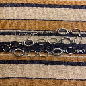 Vintage Chain Belt Silver Metal Geometric Disco Boho Y2K Western Retro
